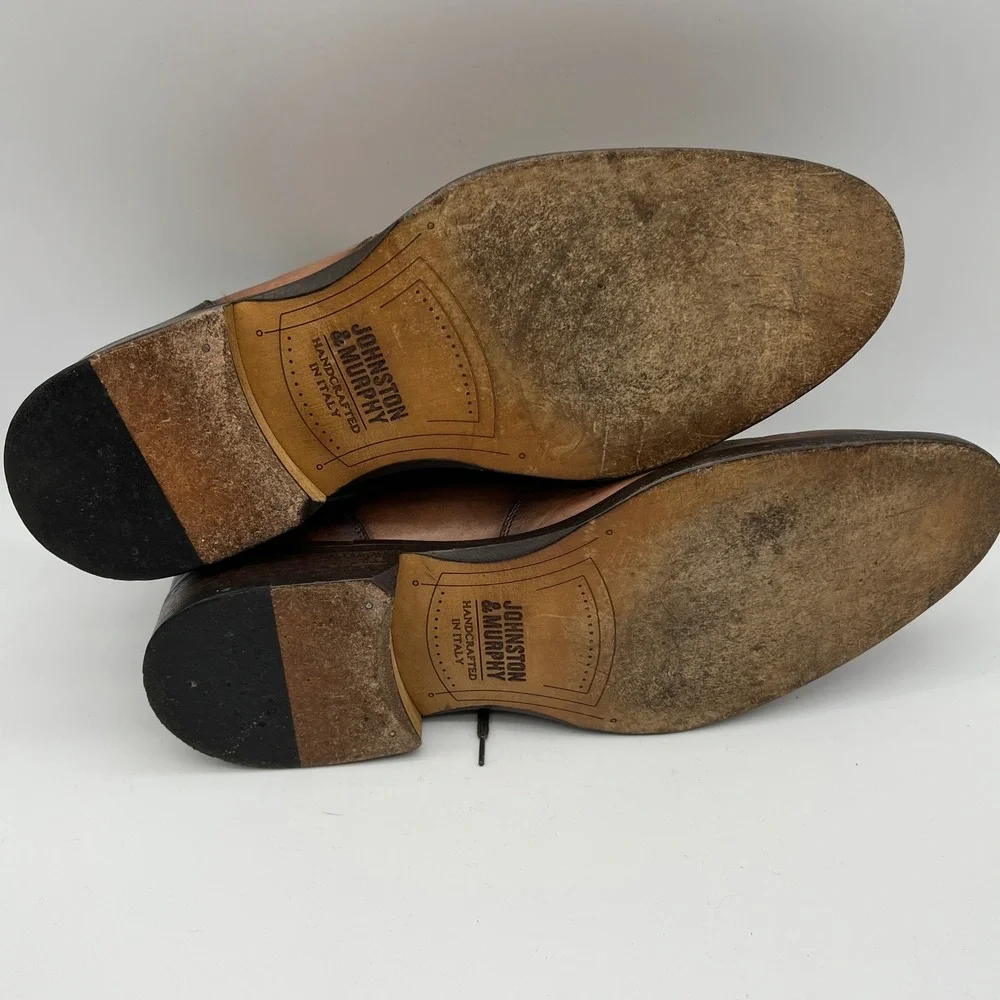 Johnston & Murphy Handcrafted in Italy‎ Brown Leather Wingtip Derby 24-1816 9M
